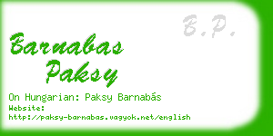 barnabas paksy business card
